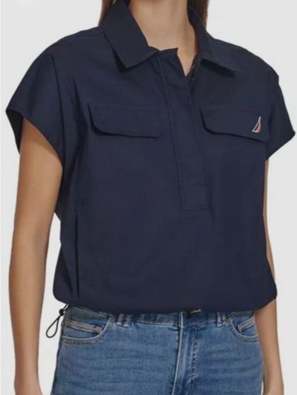 Nautica Navy Short-Sleeve Utility Polo Top